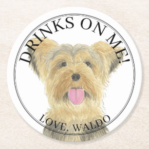 Personalisiert Yorkshire Yorkie Terrier Dog Weddin Runder Pappuntersetzer