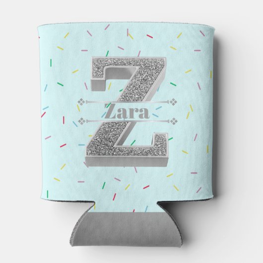 Personalisiert Z Erste Silver Monogramm Ihr Name Dosenkühler (Rückseite)