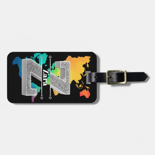 Personalisiert Z Erste Silver Monogramm Ihr Name Gepäckanhänger (Vorderseite horizontal)