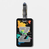 Personalisiert Z Erste Silver Monogramm Ihr Name Gepäckanhänger (Rückseite vertikal)