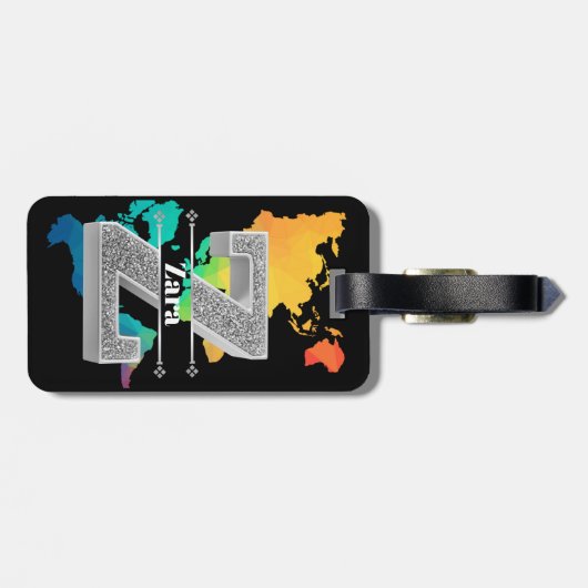 Personalisiert Z Erste Silver Monogramm Ihr Name Gepäckanhänger (Rückseite horizontal)