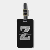 Personalisiert Z Erste Silver Monogramm Ihr Name Gepäckanhänger (Vorderseite vertikal)