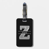 Personalisiert Z Erste Silver Monogramm Ihr Name Gepäckanhänger (Rückseite vertikal)