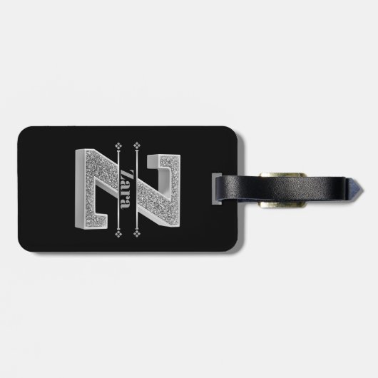 Personalisiert Z Erste Silver Monogramm Ihr Name Gepäckanhänger (Rückseite horizontal)