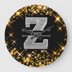 Personalisiert Z Erste Silver Monogramm Ihr Name Große Wanduhr