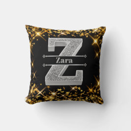 Personalisiert Z Erste Silver Monogramm Ihr Name Kissen