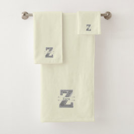 Personalisiert Z Initial Silver Monogram Ihr Name Badhandtuch Set