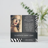 Personalisiert Zebra Foto Quinceanera Einladung (Stehend Vorderseite)