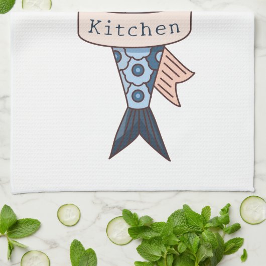 Personalisiert Zeichnend Sardine Line Geschirrtuch (Gefaltet)