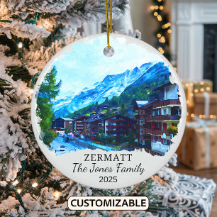 Personalisiert Zermatt Ornament, Schweiz Keramik Ornament
