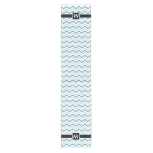 Personalisiert Zickzack Zigzag Aqua Blue Kurzer Tischläufer
