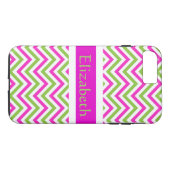 Personalisiert Zigzag Zickzack Muster Rosa und Wei Case-Mate iPhone Hülle (Rückseite (Horizontal))