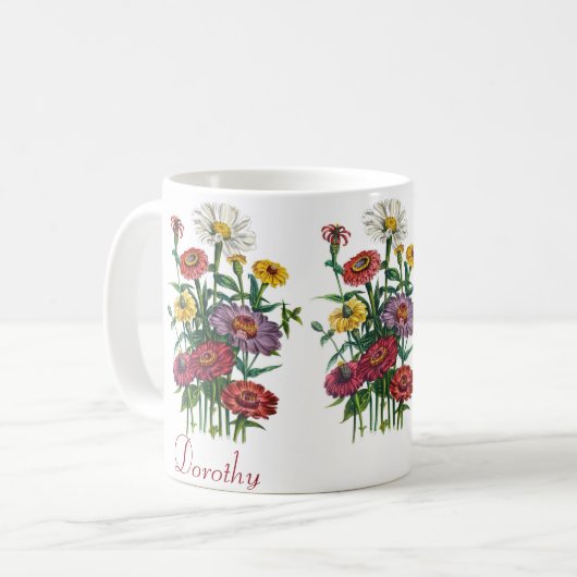 Personalisiert Zinnias Kaffeetasse (Vorderseite Links)
