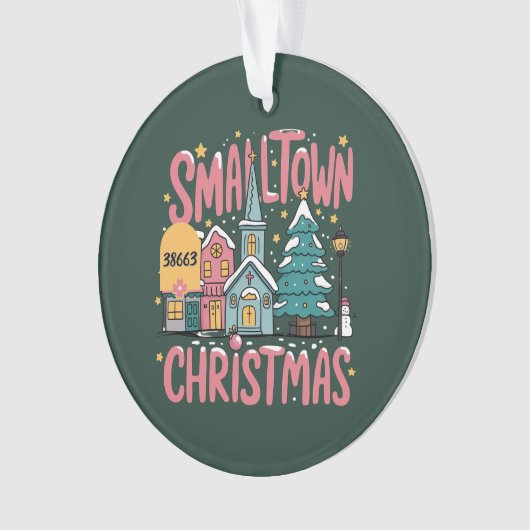 Personalisiert Zipcode Kleine Stadt Weihnachten Ro Ornament (Vorderseite)