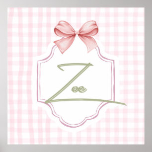 Personalisiert Zoe Baby Girl Kinderzimmer Bow&Ging Poster
