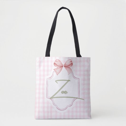 Personalisiert Zoe Baby Girl Kinderzimmer Bow&Ging Tasche (Vorderseite)