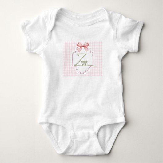 Personalisiert Zoey Baby Girl Kinderzimmer Bow&Gin Baby Strampler (Vorderseite)