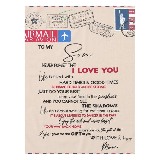 Personalisiert zu meinem Sohn, Sohn zum Geburtstag Tischdecke (Vorderseite)