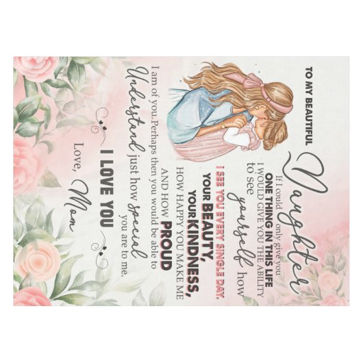 Personalisiert zu meinem wunderschönen Töchterblan Tischdecke (Vorderseite (Horizontal))