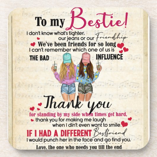 Personalisiert zu meinen Bestie Getränkeuntersetzer (Vorderseite)