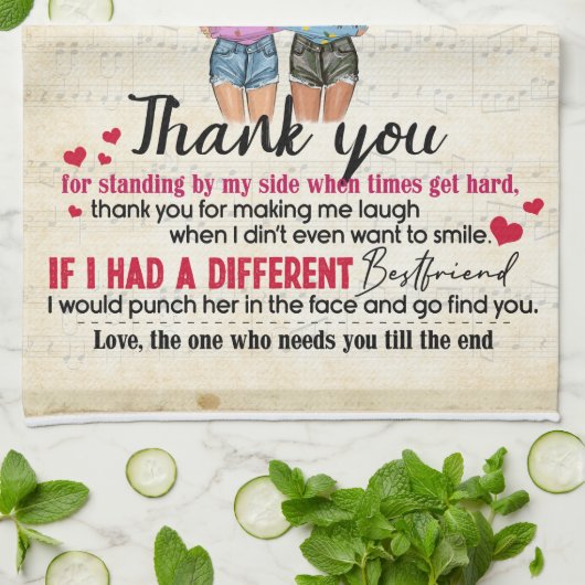 Personalisiert zu meiner Bestie Blanket Geschirrtuch (Gefaltet)