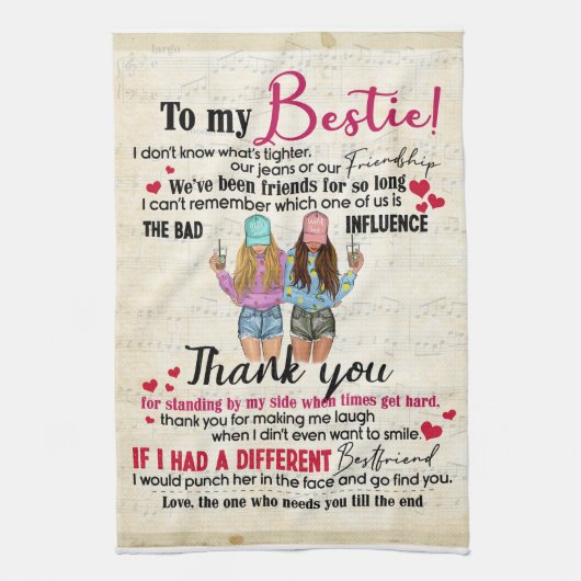 Personalisiert zu meiner Bestie Blanket Geschirrtuch (Vertikal)