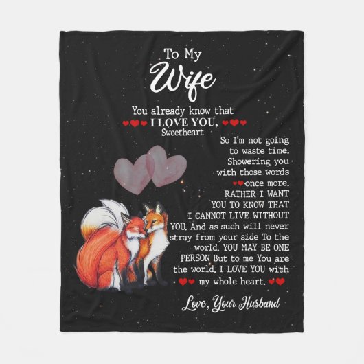 Personalisiert zu meiner Ehefrau Fleecedecke (Vorderseite)