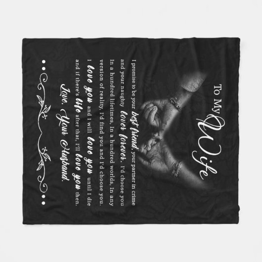 Personalisiert zu meiner Ehefrau Fleecedecke (Vorderseite (Horizontal))