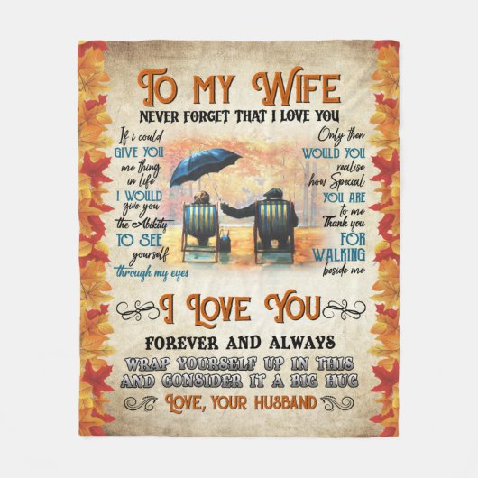 Personalisiert zu meiner Ehefrau von Husband nie v Fleecedecke (Vorderseite)