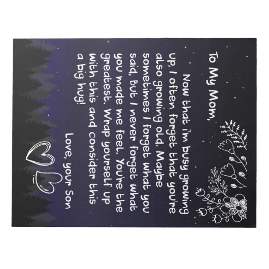 Personalisiert zu meiner Mama Liebe Brief von Son Notizblock (Vorderseite)