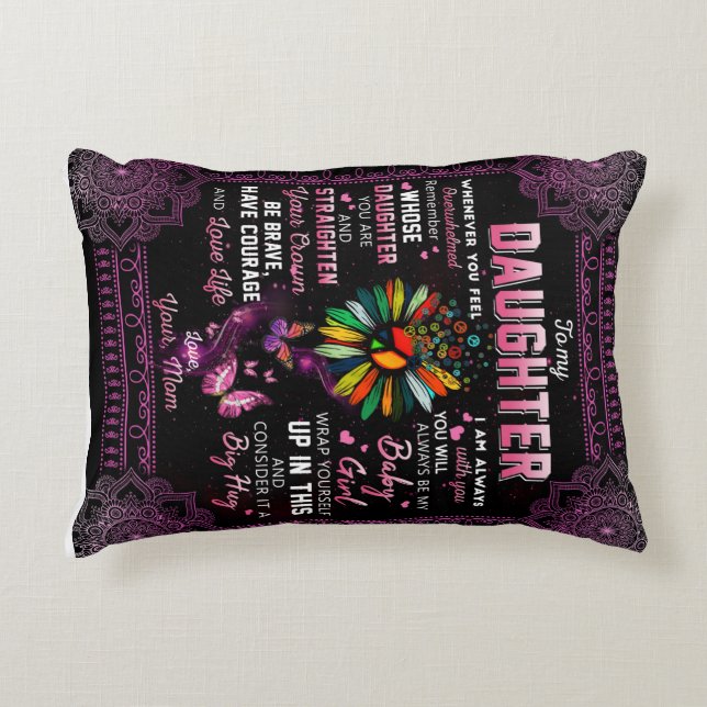 Personalisiert zu meiner Tochter Butterfly Blanket Dekokissen (Vorderseite)