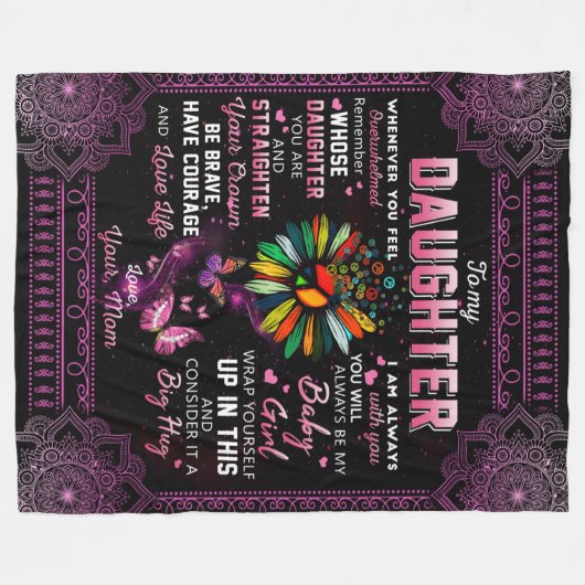 Personalisiert zu meiner Tochter Butterfly Blanket Fleecedecke (Vorderseite (Horizontal))