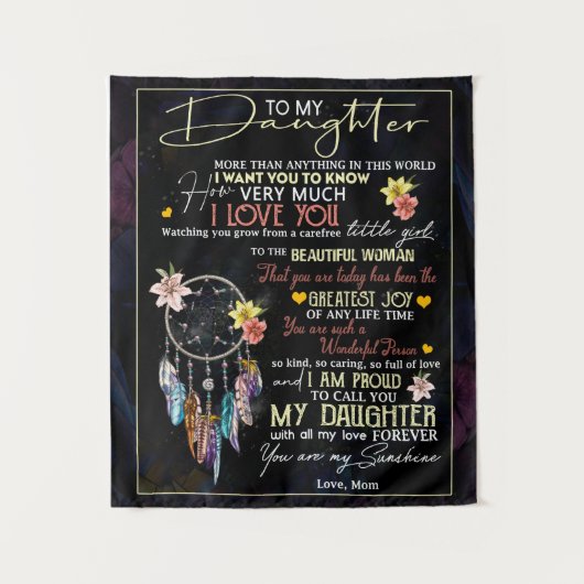 Personalisiert zu meiner Tochter, Liebe aus der Ma Wandteppich (Vorderseite)