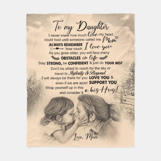 Personalisiert zu meiner Tochter, Liebe von der Ma Fleecedecke (Vorderseite)