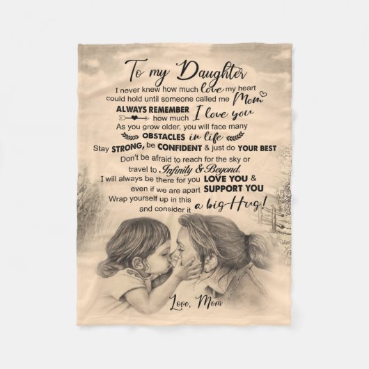 Personalisiert zu meiner Tochter, Liebe von der Ma Fleecedecke (Vorderseite)