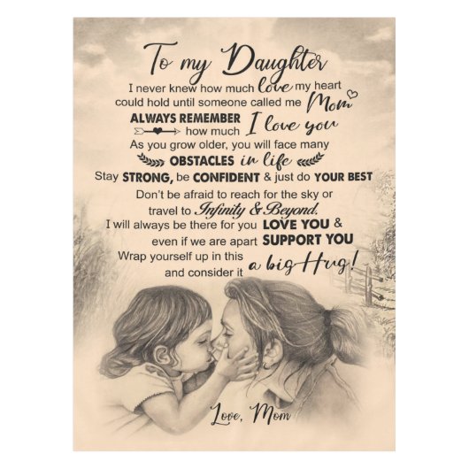 Personalisiert zu meiner Tochter, Liebe von der Ma Tischdecke (Vorderseite)