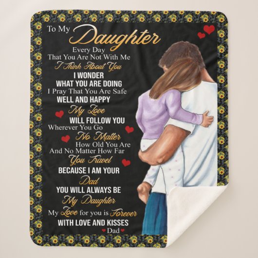 Personalisiert zu meiner Tochter von Vater Blanket Sherpadecke (Vorderseite)