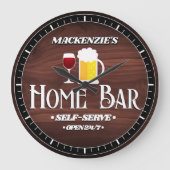 Personalisiert Zuhause-Bar-Thema Große Wanduhr (Vorderseite)