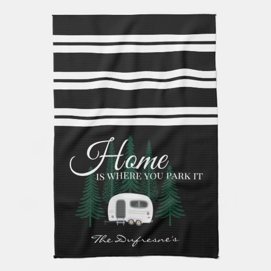 Personalisiert "Zuhause ist, wo Sie ihn parken" Geschirrtuch (Vertikal)