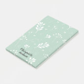 Personalisiert Zuhause Office Soft Green Floral Post-it Klebezettel (angewinkelt)