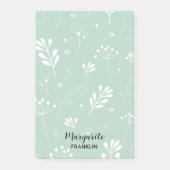 Personalisiert Zuhause Office Soft Green Floral Post-it Klebezettel (Vorderseite)
