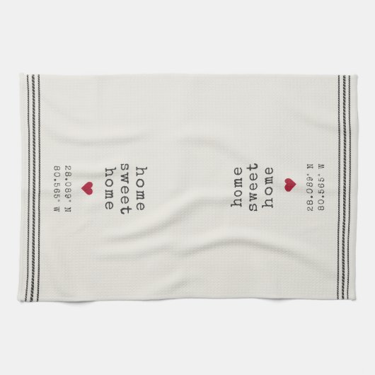 Personalisiert Zuhause Sweet Zuhause Coordinates Geschirrtuch (Horizontal)