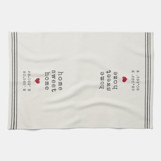 Personalisiert Zuhause Sweet Zuhause Coordinates Geschirrtuch (Horizontal)