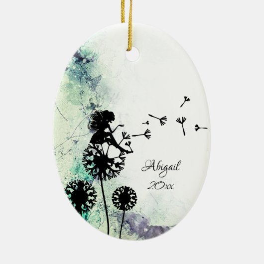Personalisiert zum Frieden Fairy n Dandelion Weihn Keramik Ornament (Hinten)