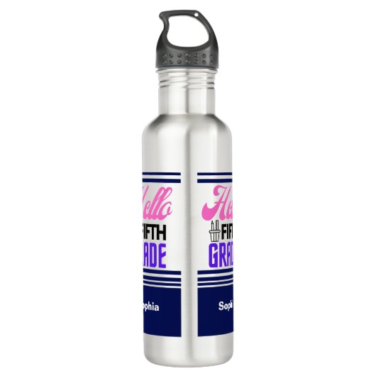 Personalisiert zurück in die fünfte Schulstufe Edelstahlflasche (Rückseite)