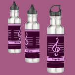 Personalisiert zurück zur Musikschule Edelstahlflasche<br><div class="desc">Personalisiert zurück zur Schule Musikschule Edelstahl-Wasserflasche. Passen Sie es mit Ihrem Namen an,  um einen schicken,  gürteleigenen Look zu erhalten.</div>