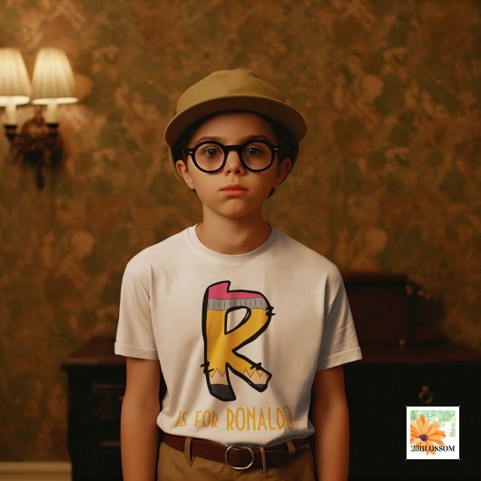 Personalisiert zurück zur Schule Alphabet R T-Shirt