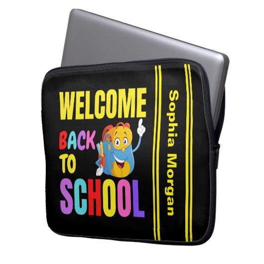 Personalisiert zurück zur Schule Laptopschutzhülle (Vorderseite Links)