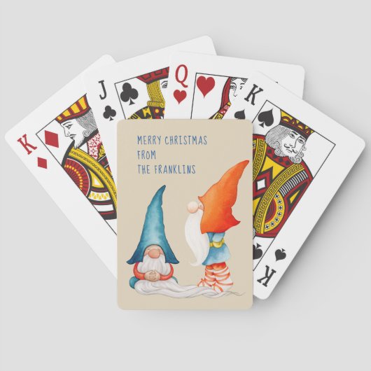 Personalisiert, zwei farbige Weihnachtselfen Spielkarten (Rückseite)