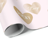 Personalisiert zwei goldene Herzen, vergiss nicht, Geschenkpapier (Rolleneckpunkt)